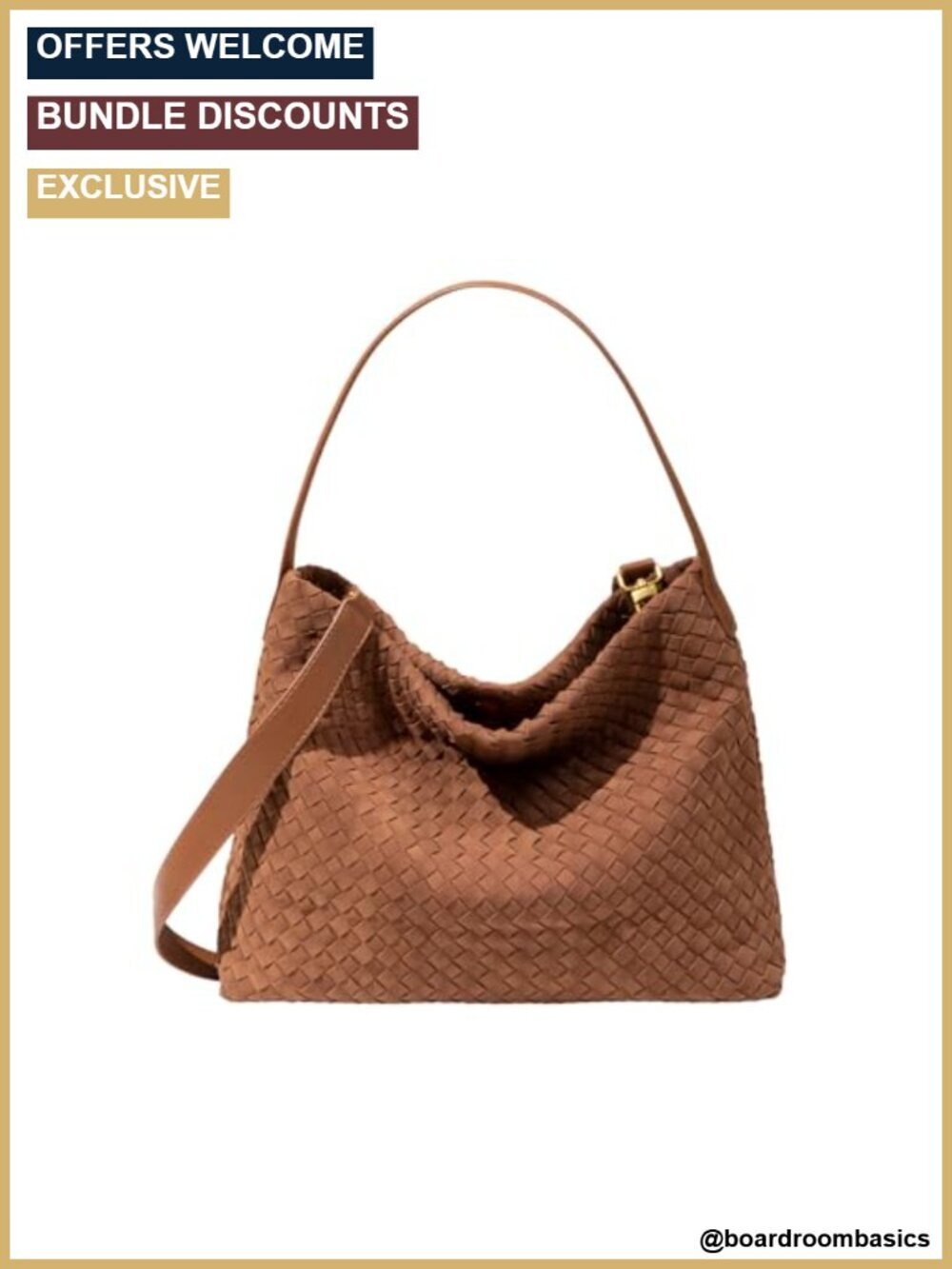 Suede Woven Hobo Shoulder Bag - Large Tote for Work Travel